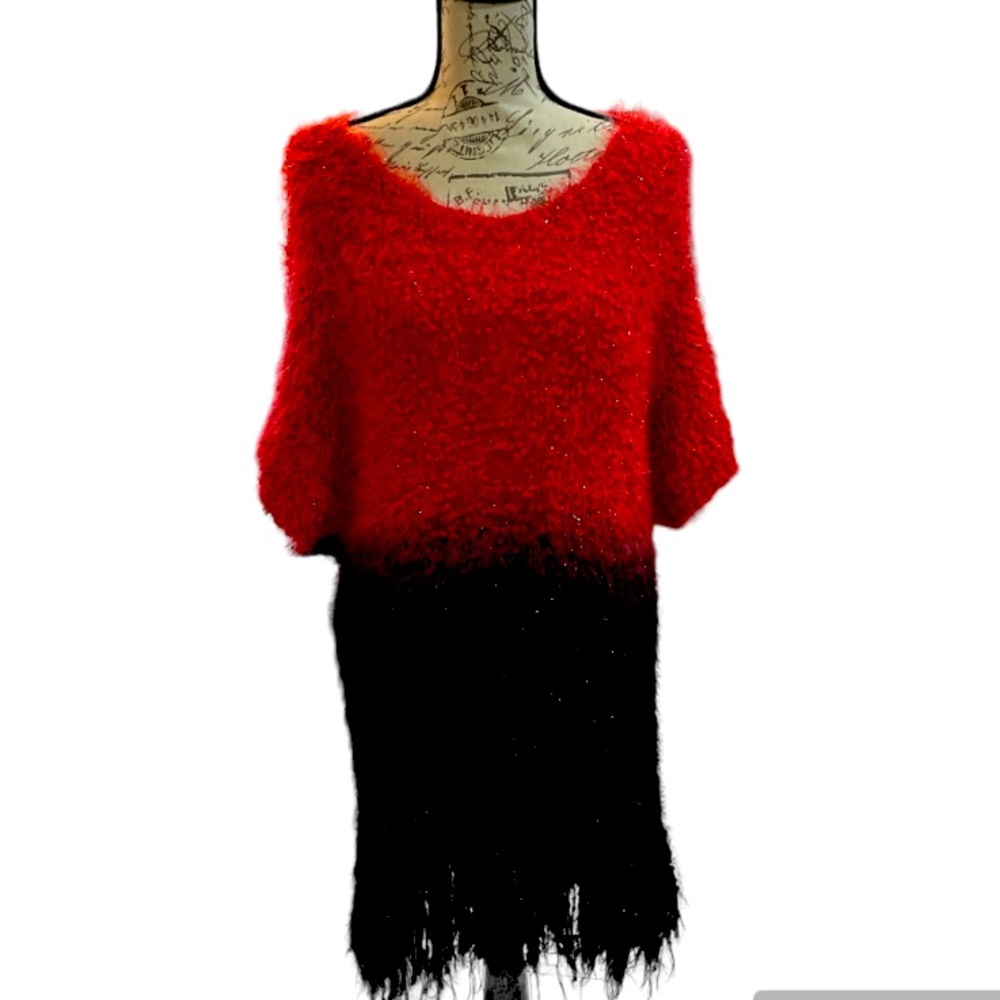 Besca vintage 80’s sweater dress coral and black ombré no size runs large to xl